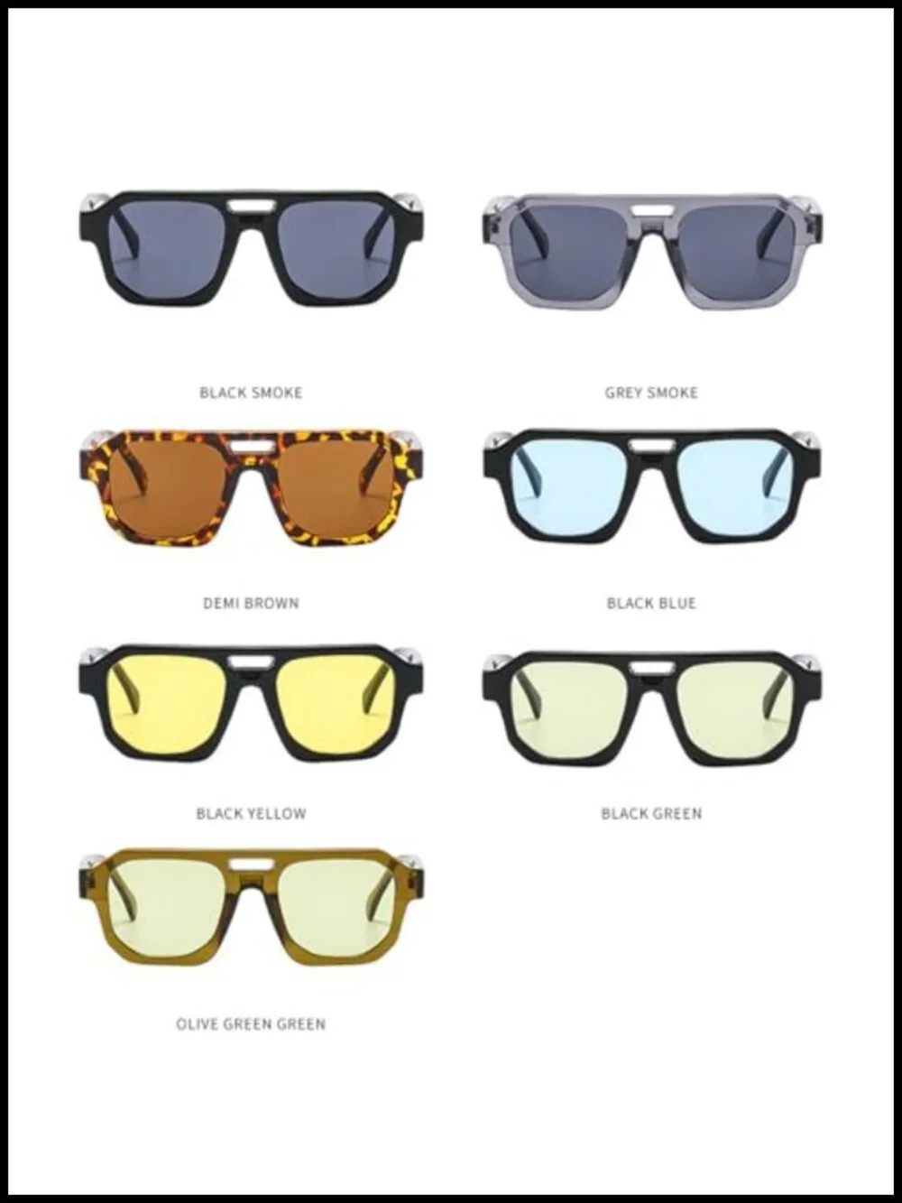 Women's Square Pilot Sunglasses UV400 Protection Double Bridge